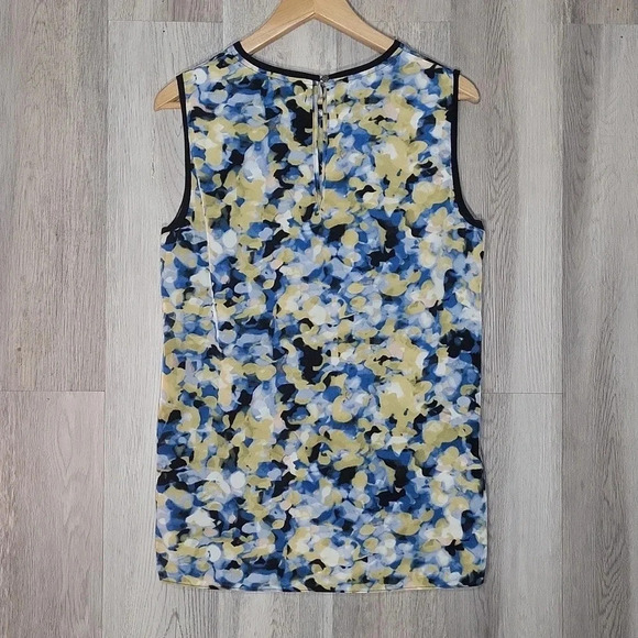 Calvin Klein Jeans Blue Yellow Abstract Dots Sleeveless Keyhole Womens Size Med - Picture 2 of 5